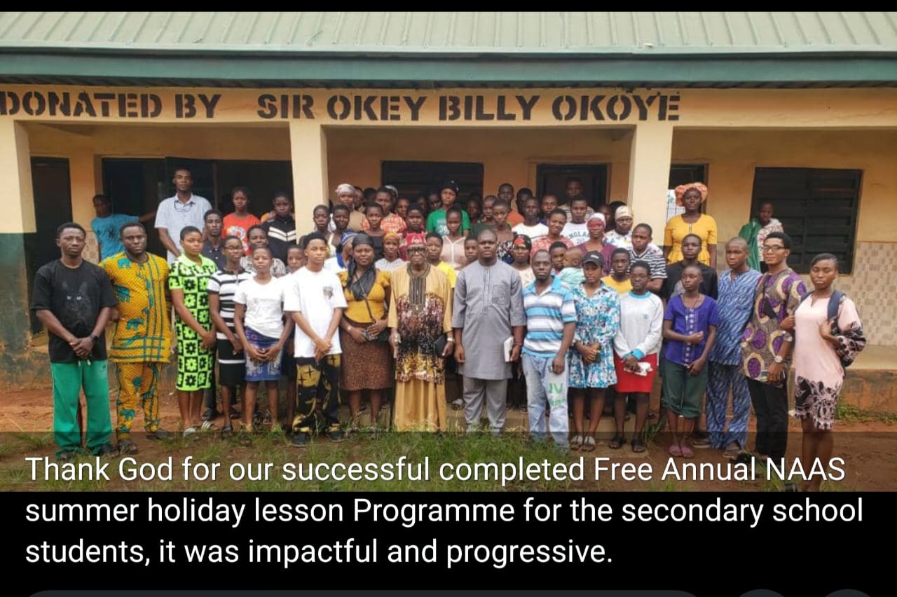 Thank God for our successful completed Free Annual NAAS summer holiday lesson Programme for the secondary school students, it was impactful and progressive.